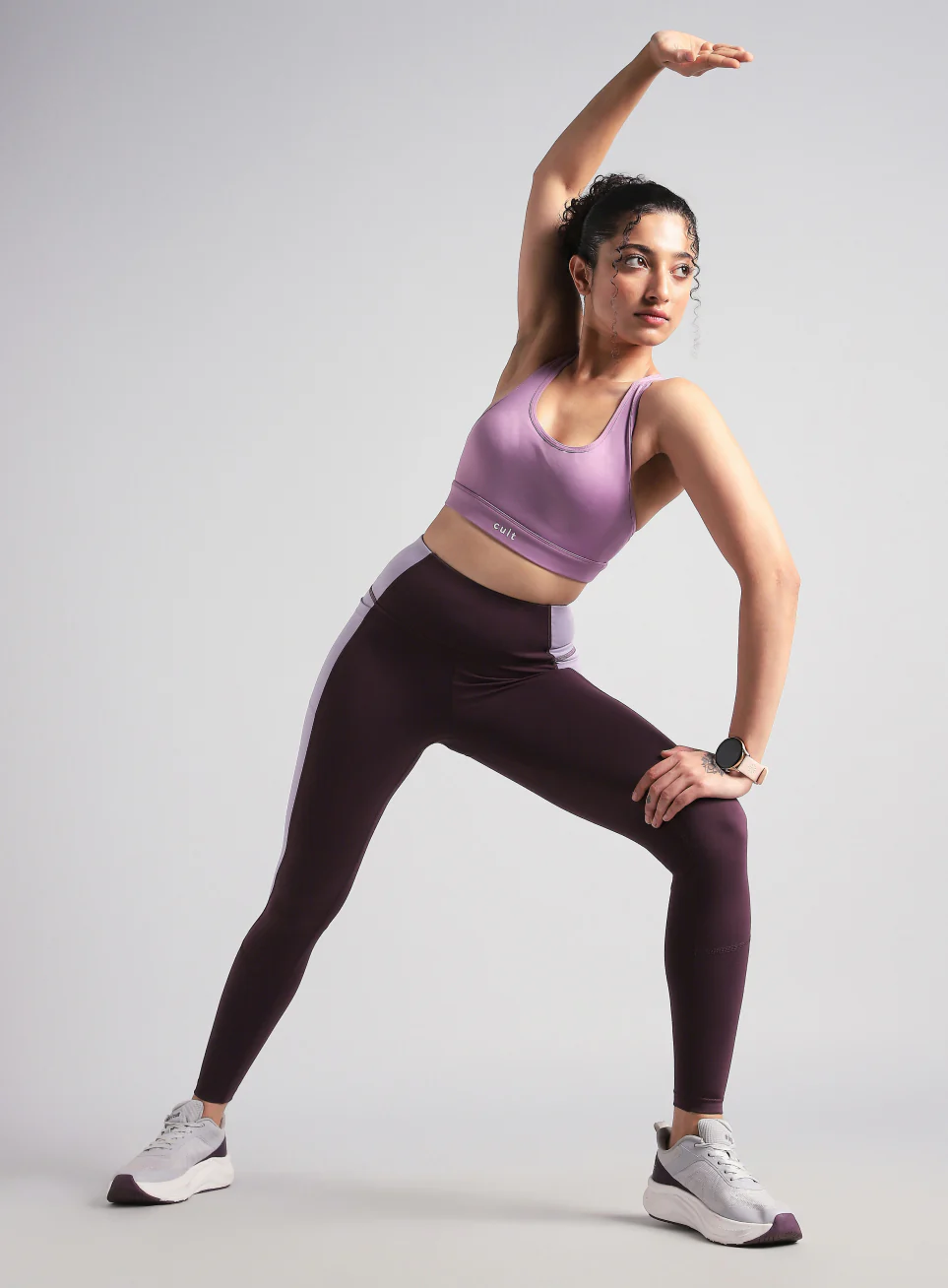 Women's Wine Colourblock Runner's Pro COMFlex Tights - Image 2