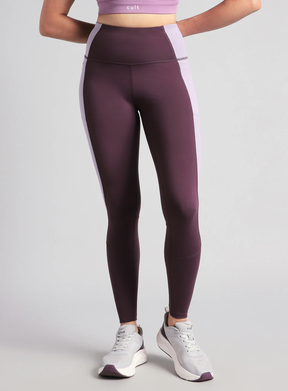 Women's Wine Colourblock Runner's Pro COMFlex Tights - Image 4