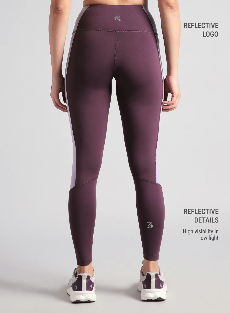 Women's Wine Colourblock Runner's Pro COMFlex Tights - Image 6