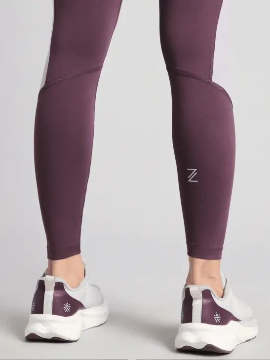 Women's Wine Colourblock Runner's Pro COMFlex Tights - Image 9