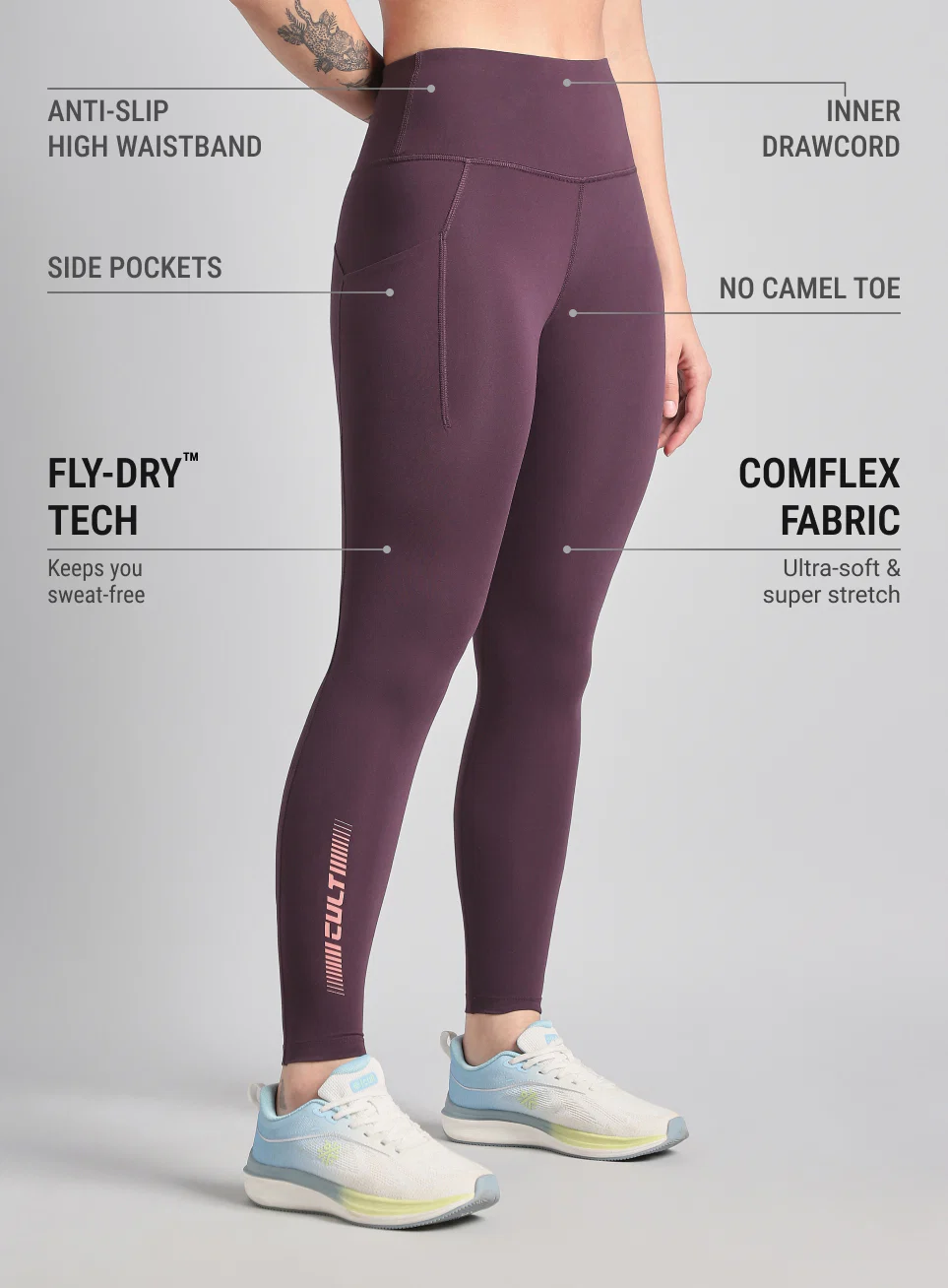 Women's Wine The Run Project COMFlex Tights - Image 5