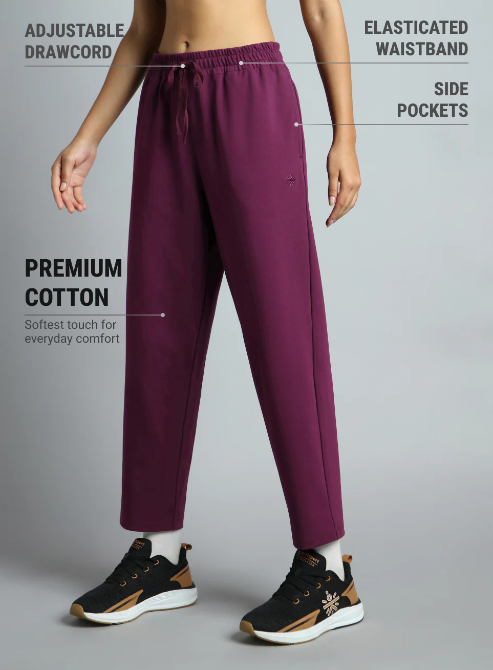 Women's Wine Traveller Tapered Fit Trackpants - Image 5
