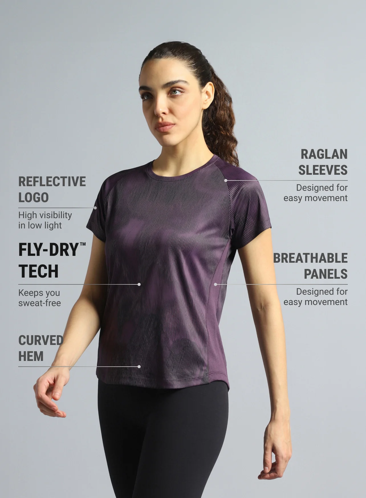 Women's Wine Urban Camo Run T-shirt - Image 5