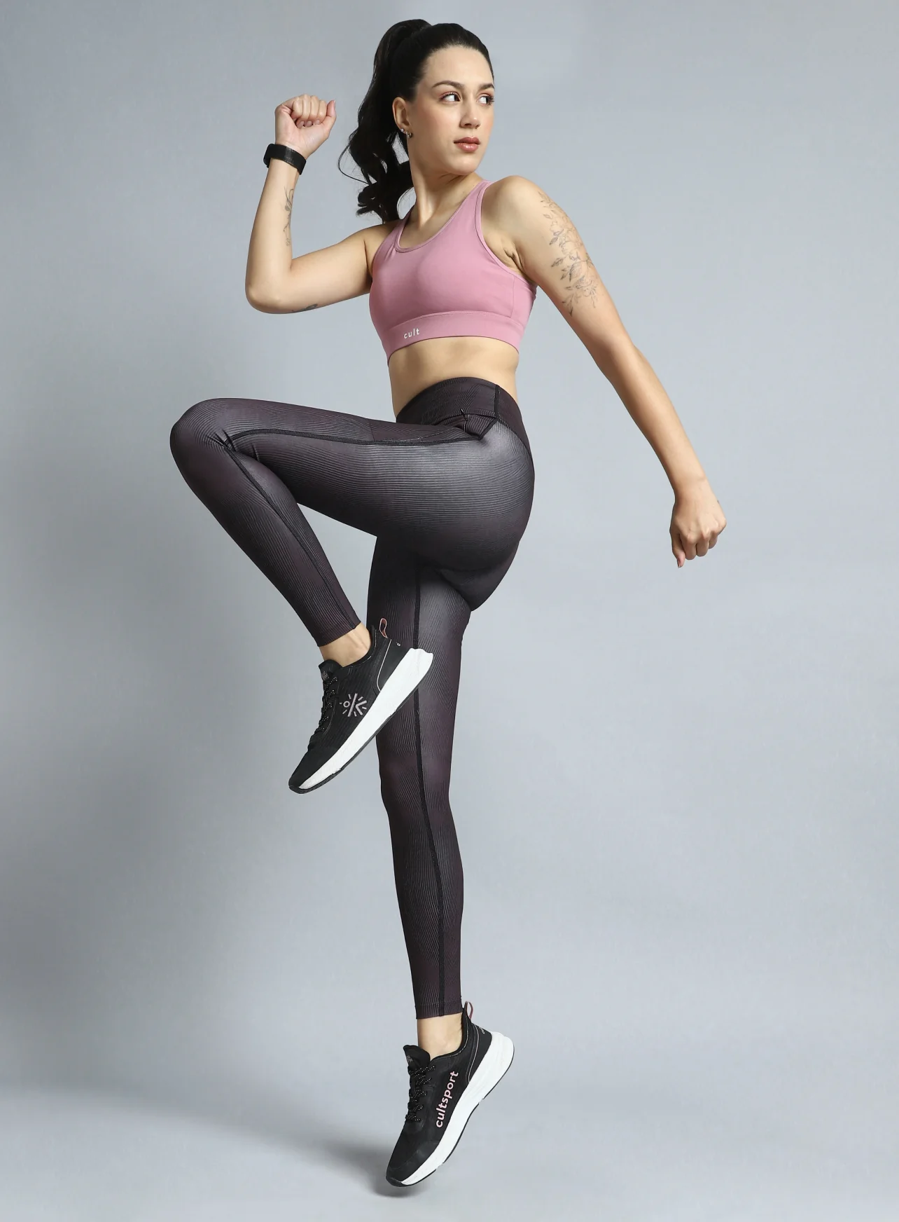 Women's Wine Urban Camo Running COMFlex Tights - Image 3