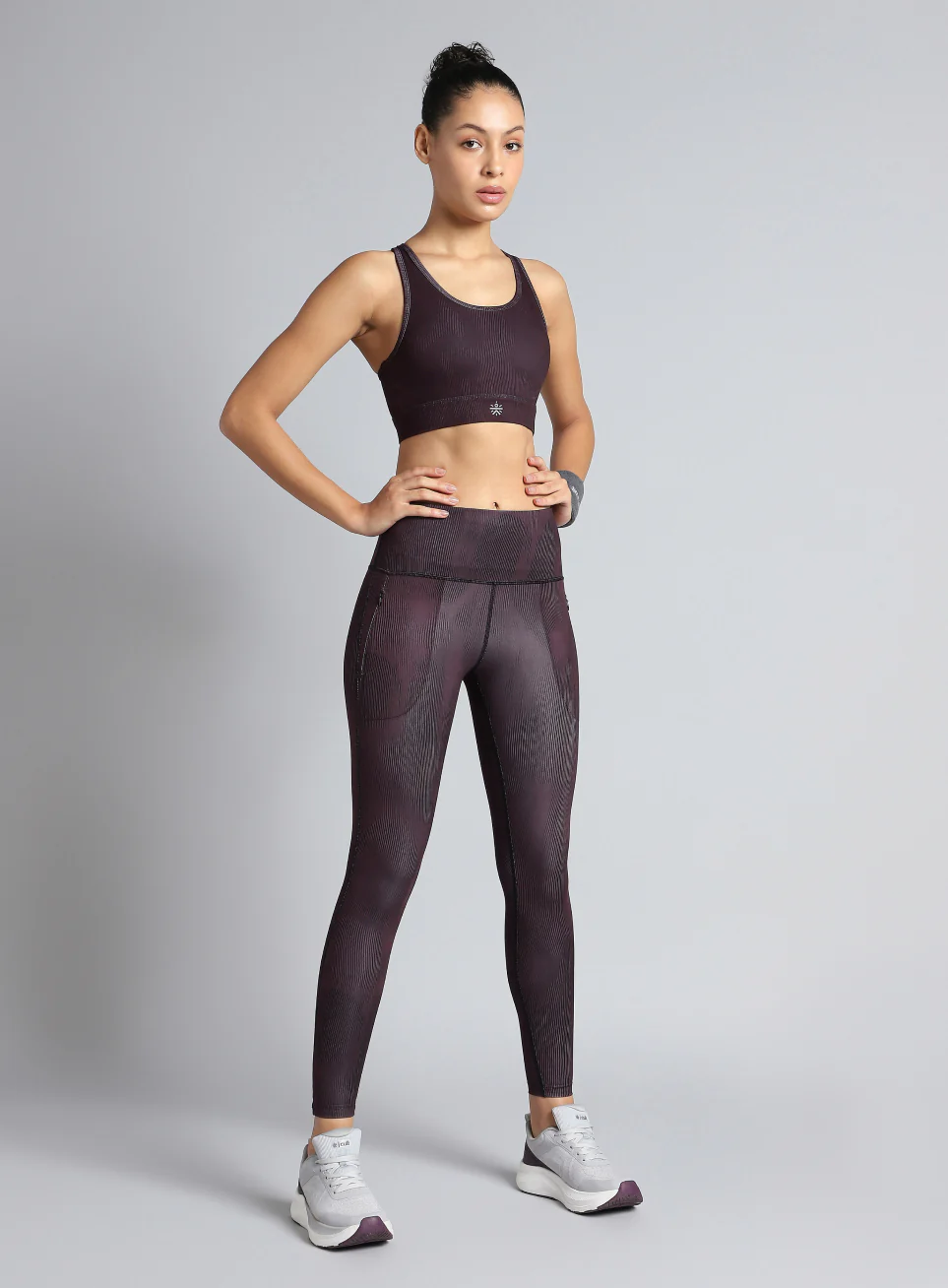 Women's Wine Urban Camo Running High Support Bra - Image 2