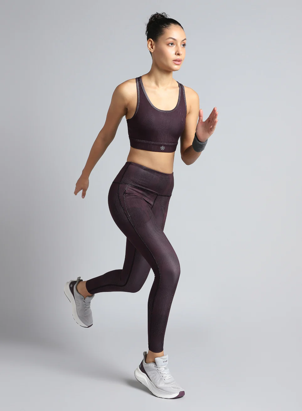 Women's Wine Urban Camo Running High Support Bra - Image 3
