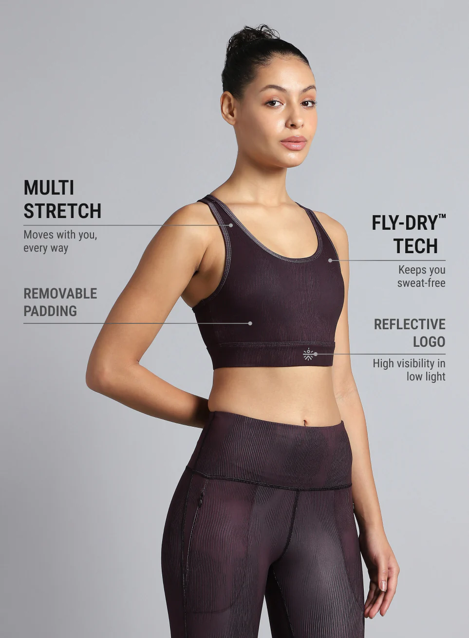 Women's Wine Urban Camo Running High Support Bra - Image 5