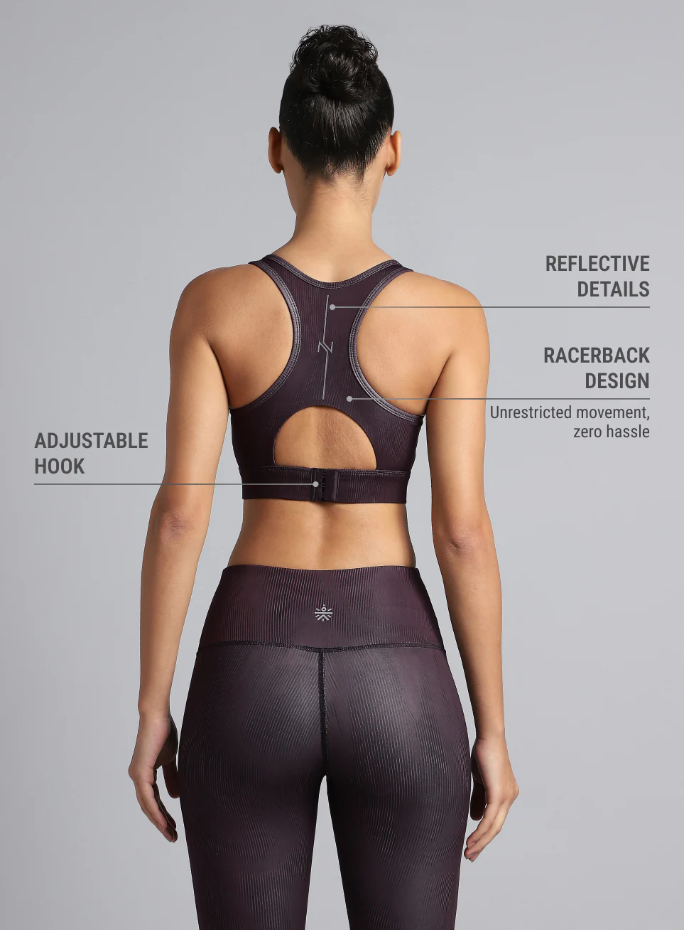 Women's Wine Urban Camo Running High Support Bra - Image 6