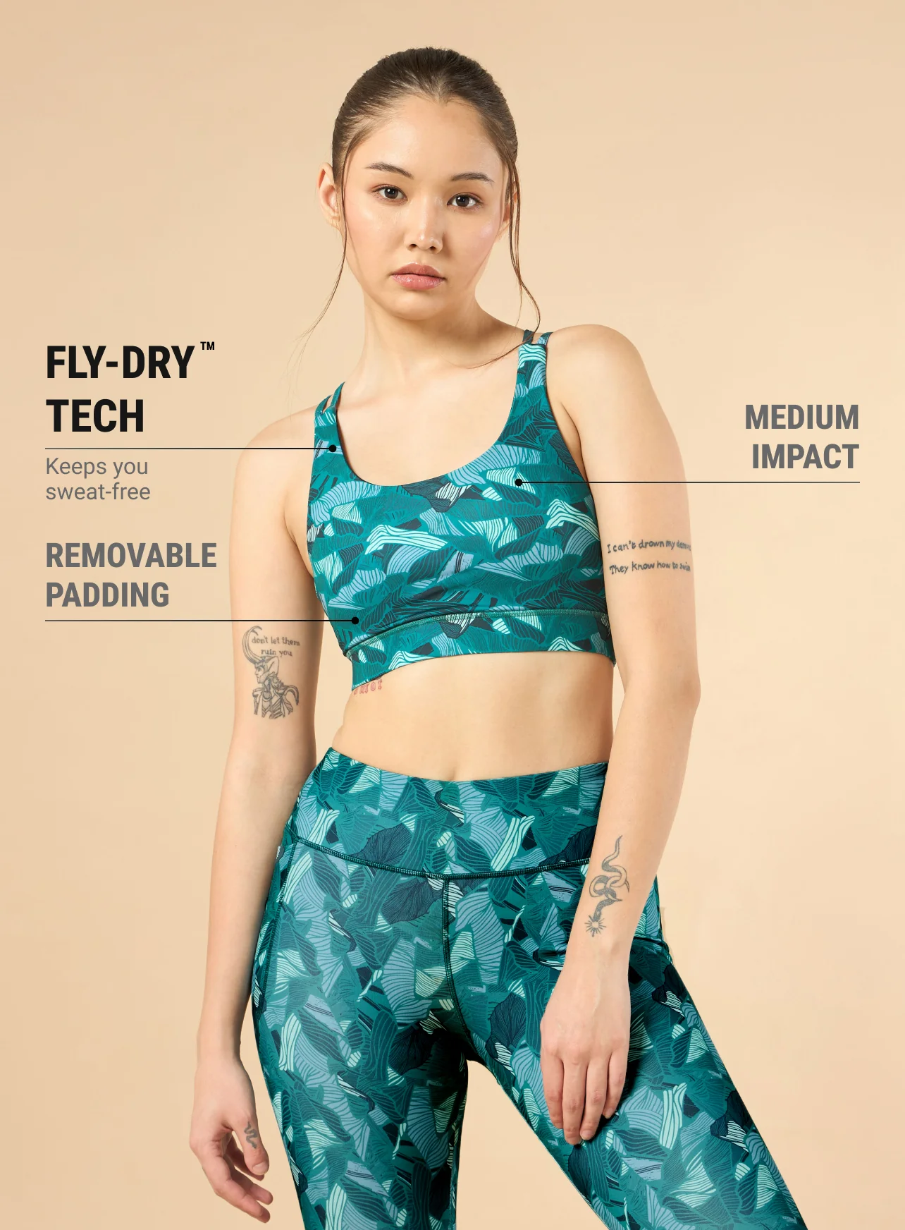 Women's Zen Garden All-Over Print Medium Support Sea Green Bra - Image 4