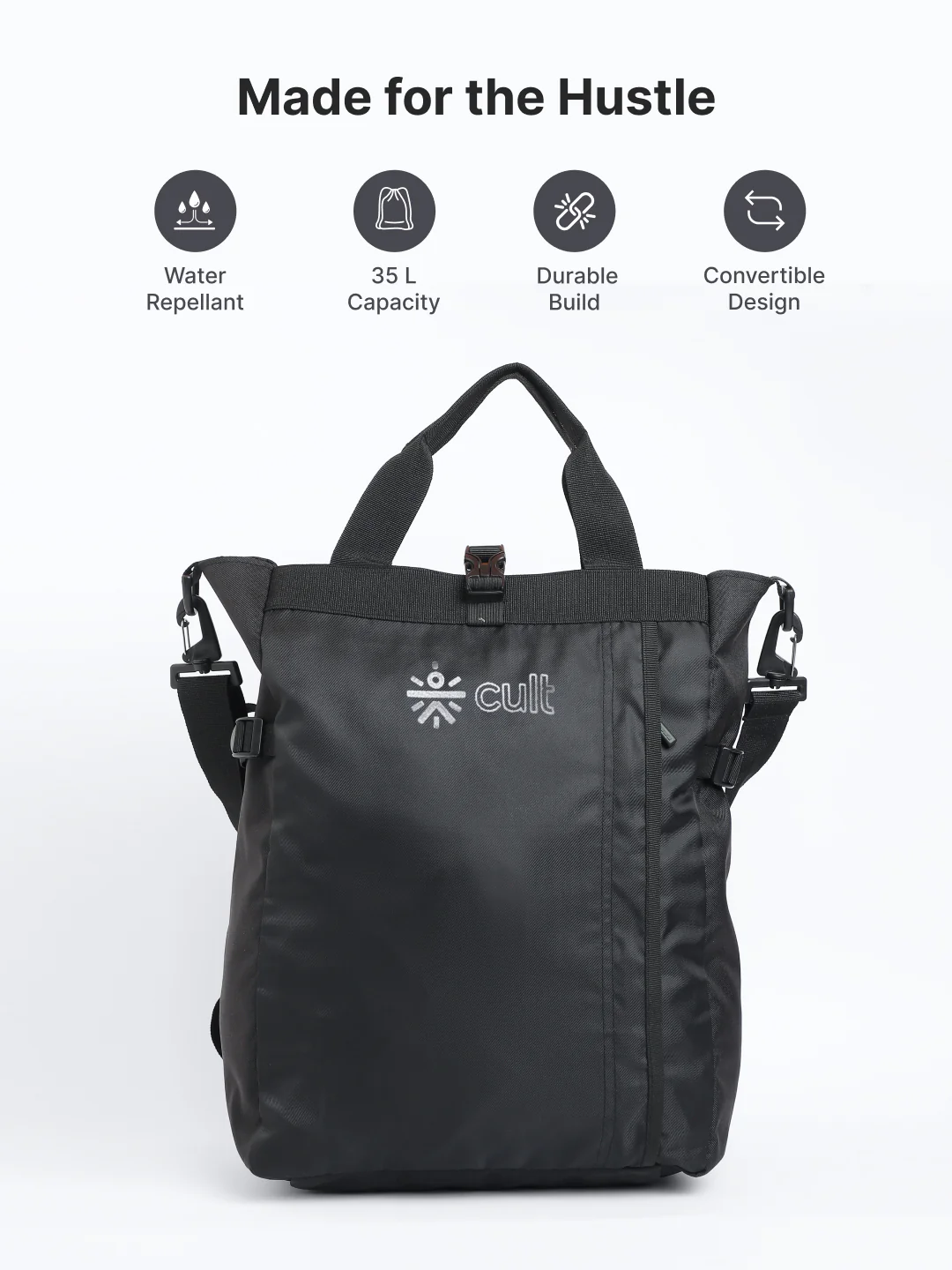 Work to Play Laptop Backpack 35L - Water-Repellent, Multi-Functional Bag with Trolley Sleeve With Shoe Bag - Black - Image 4
