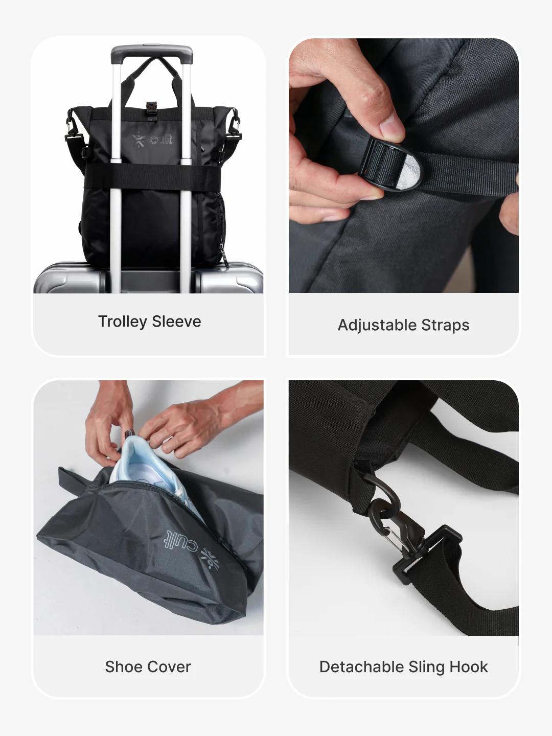 Work to Play Laptop Backpack 35L - Water-Repellent, Multi-Functional Bag with Trolley Sleeve With Shoe Bag - Black - Image 6