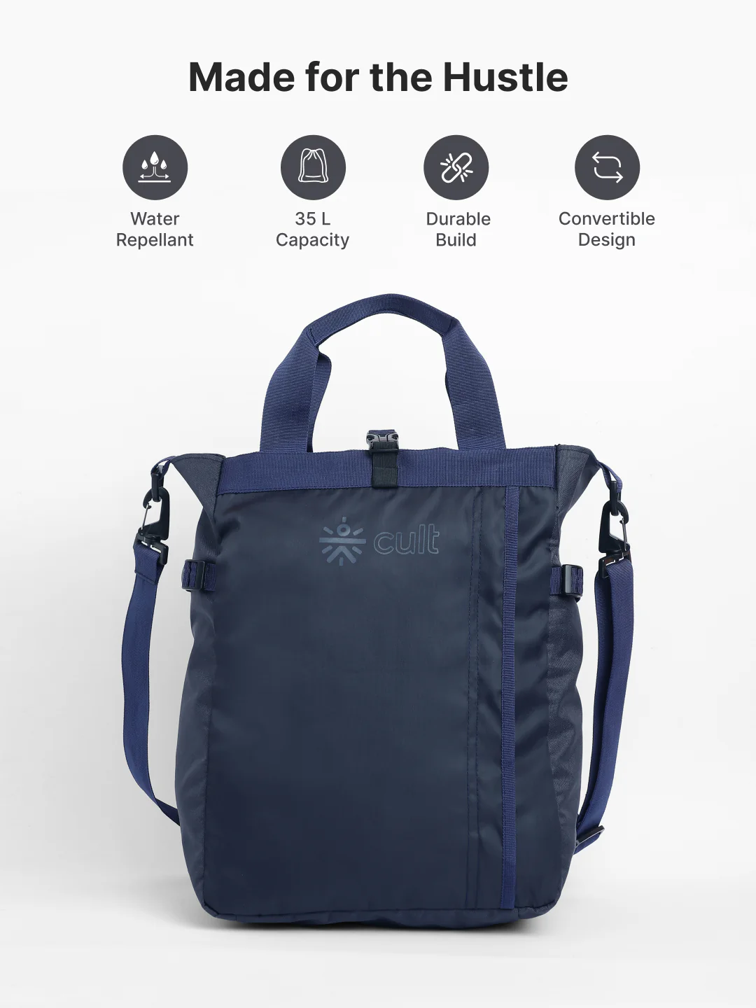 Work to Play Laptop Backpack 35L - Water-Repellent, Multi-Functional Bag with Trolley Sleeve With Shoe Bag - Blue - Image 4