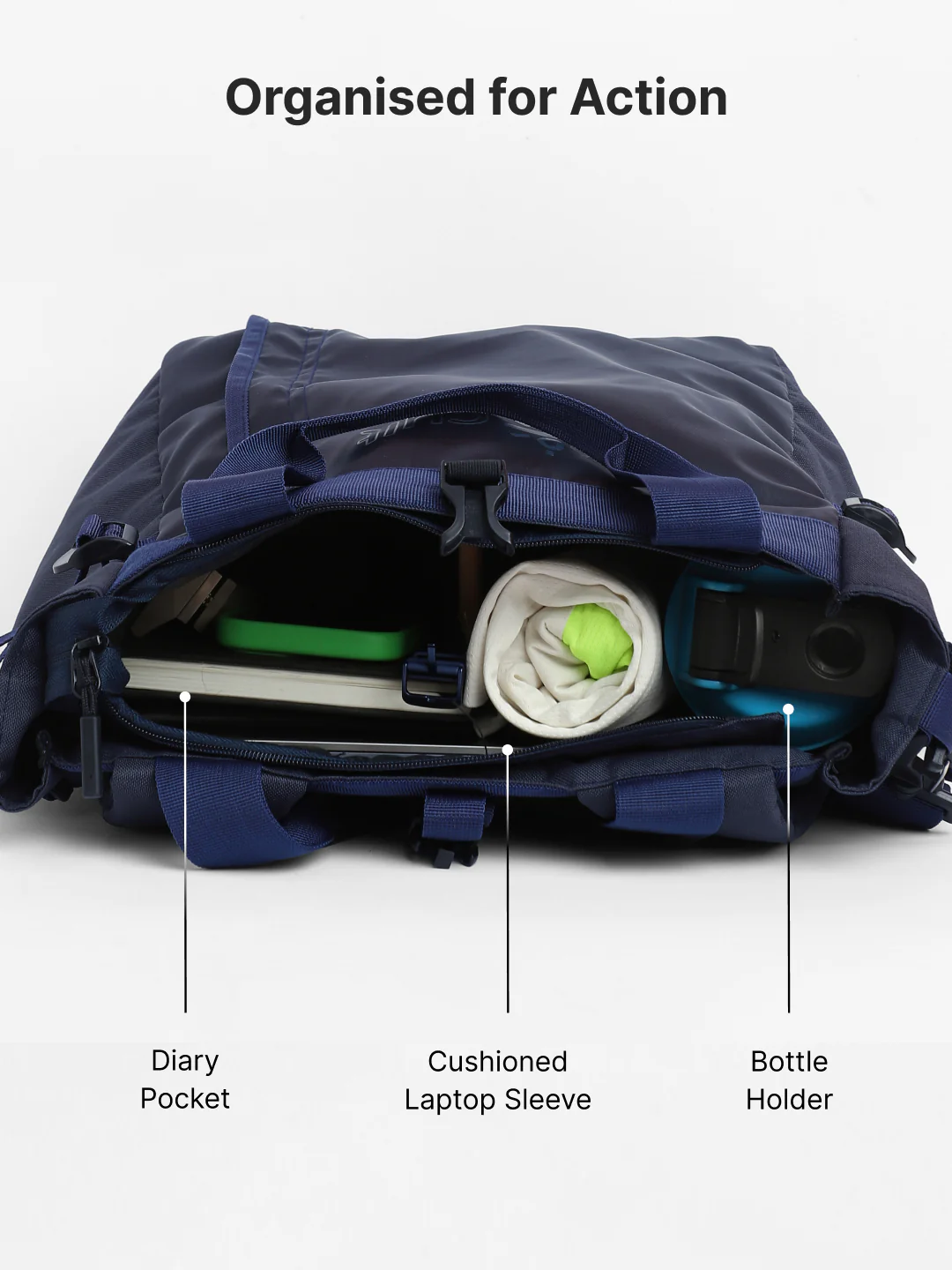 Work to Play Laptop Backpack 35L - Water-Repellent, Multi-Functional Bag with Trolley Sleeve With Shoe Bag - Blue - Image 5