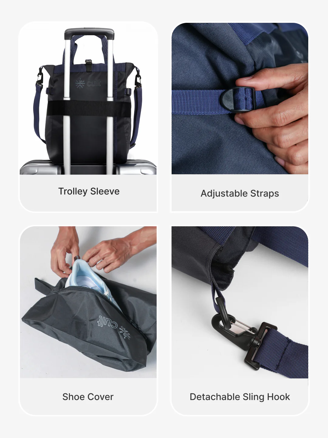 Work to Play Laptop Backpack 35L - Water-Repellent, Multi-Functional Bag with Trolley Sleeve With Shoe Bag - Blue - Image 6