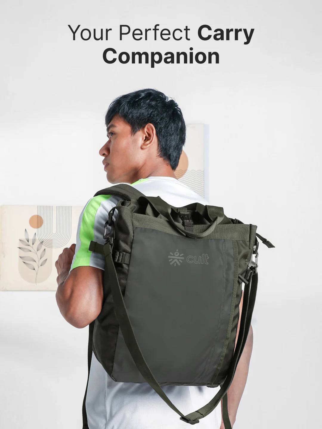 Work to Play Laptop Backpack 35L - Water-Repellent, Multi-Functional Bag with Trolley Sleeve With Shoe Bag - Olive - Image 2