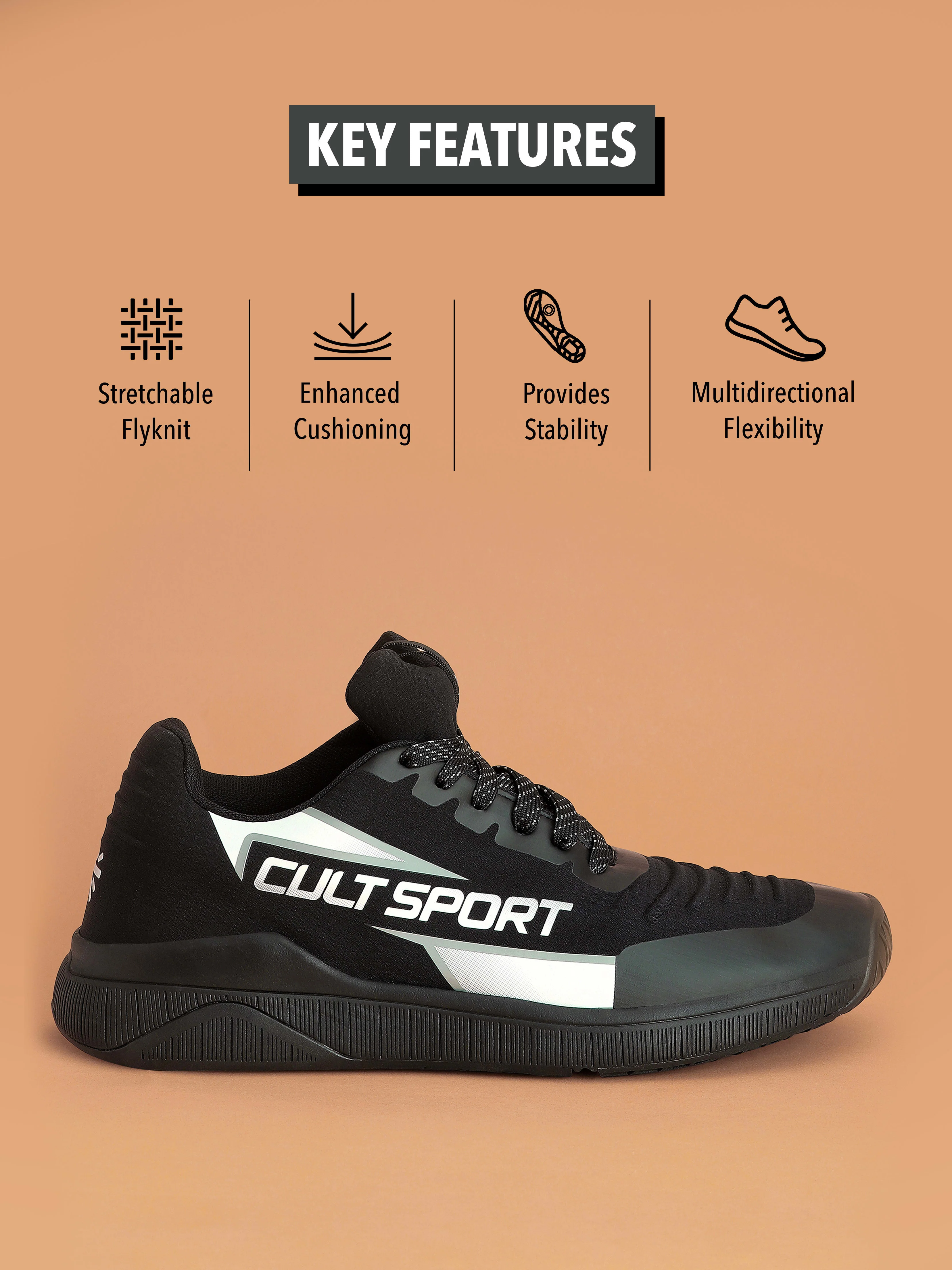 cult X1 Men Training Shoes - Black - Image 3