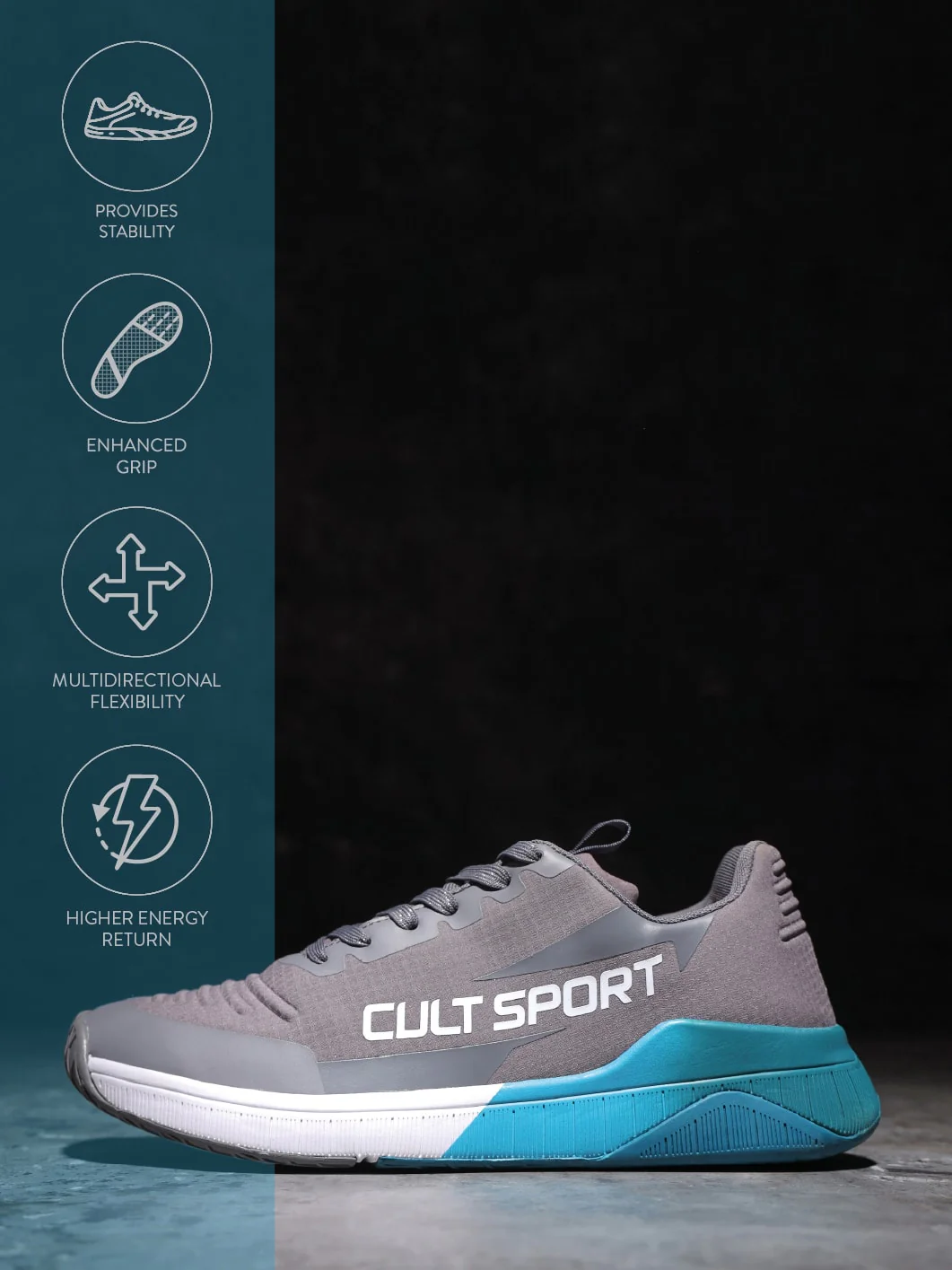 cult X1 Men Training Shoes - Grey/Blue - Image 3