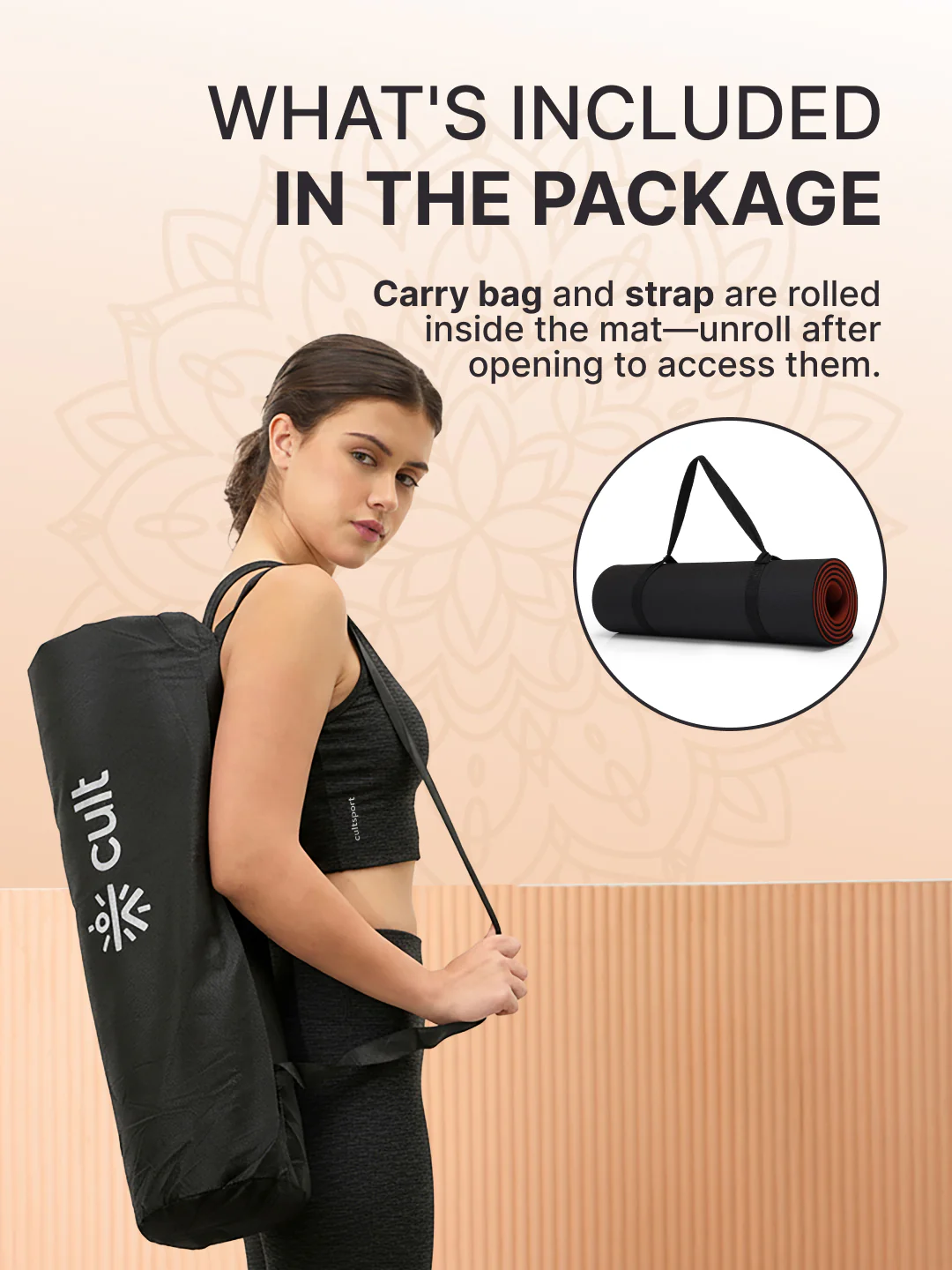 CULT Yoga Mat for Women & Men with Strap and Bag TPE Material 8mm Thickness Exercise Mat for Workout, Yoga, Fitness & Meditation Anti Tear, Anti Slip for Home & Gym Use - Image 8