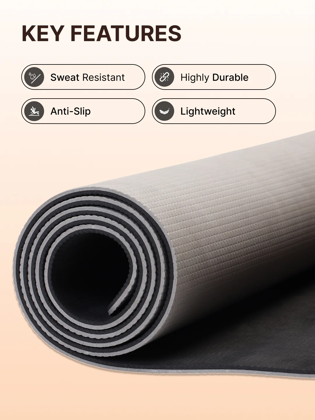 EVA 6mm with Strap Yoga Mat Grey - Image 4