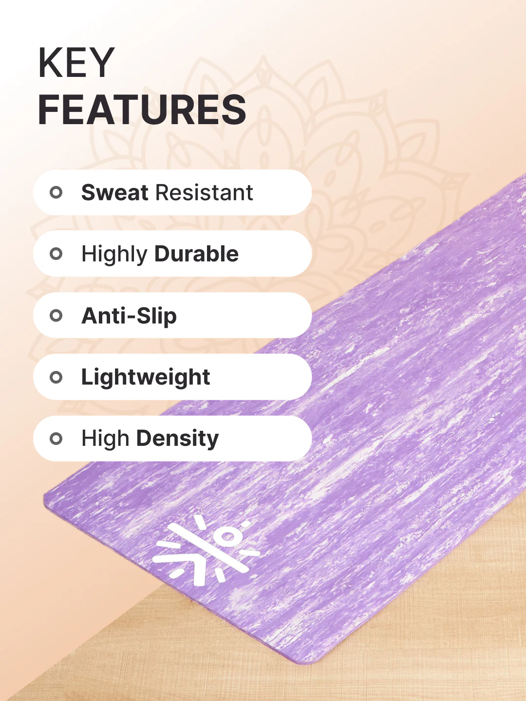 CULT TPE Yoga Mat 6mm with Carry Bag & Strap   Eco-Friendly, Non-Slip, Lightweight & Durable Exercise Mat for Yoga, Pilates, Meditation & Home Workouts   Lavender Marble Print - Image 4
