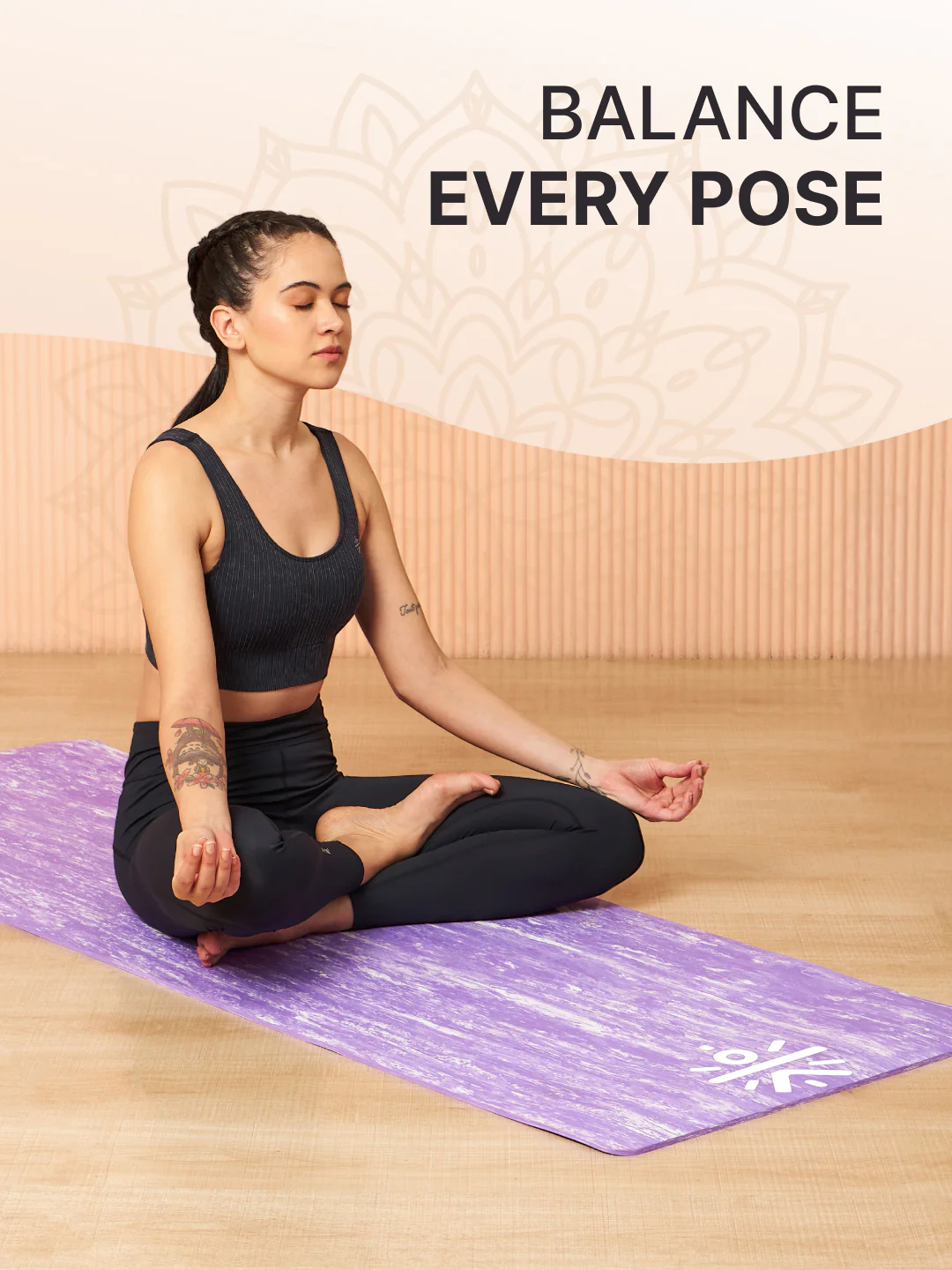 CULT TPE Yoga Mat 6mm with Carry Bag & Strap   Eco-Friendly, Non-Slip, Lightweight & Durable Exercise Mat for Yoga, Pilates, Meditation & Home Workouts   Lavender Marble Print - Image 5
