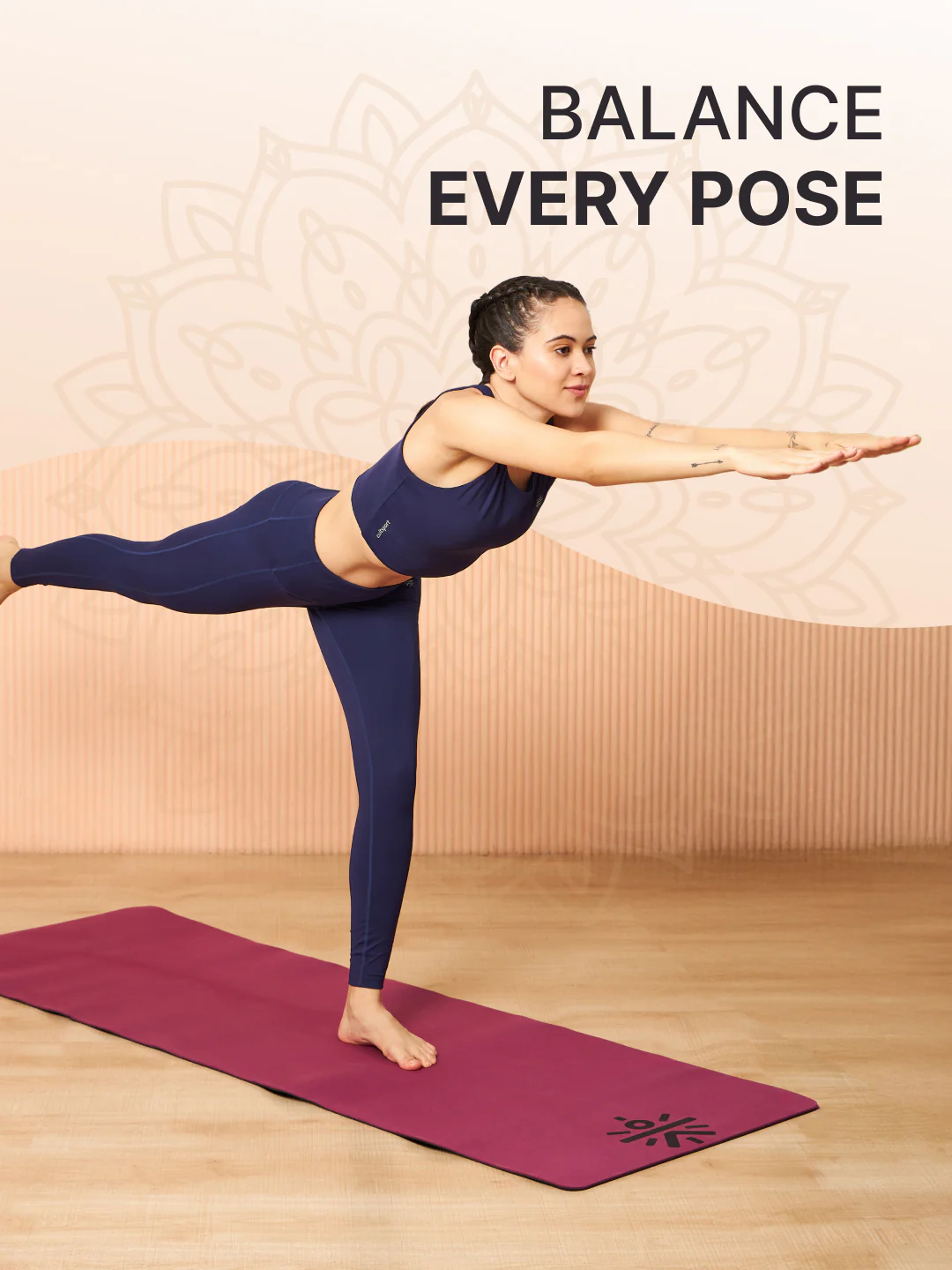 CULT TPE Yoga Mat 6mm with Carry Bag & Strap | Anti-Slip, Sweat Resistant, Lightweight & Durable Exercise Mat for Yoga, Pilates, Meditation & Home Workout   Purple Wine/Black - Image 3