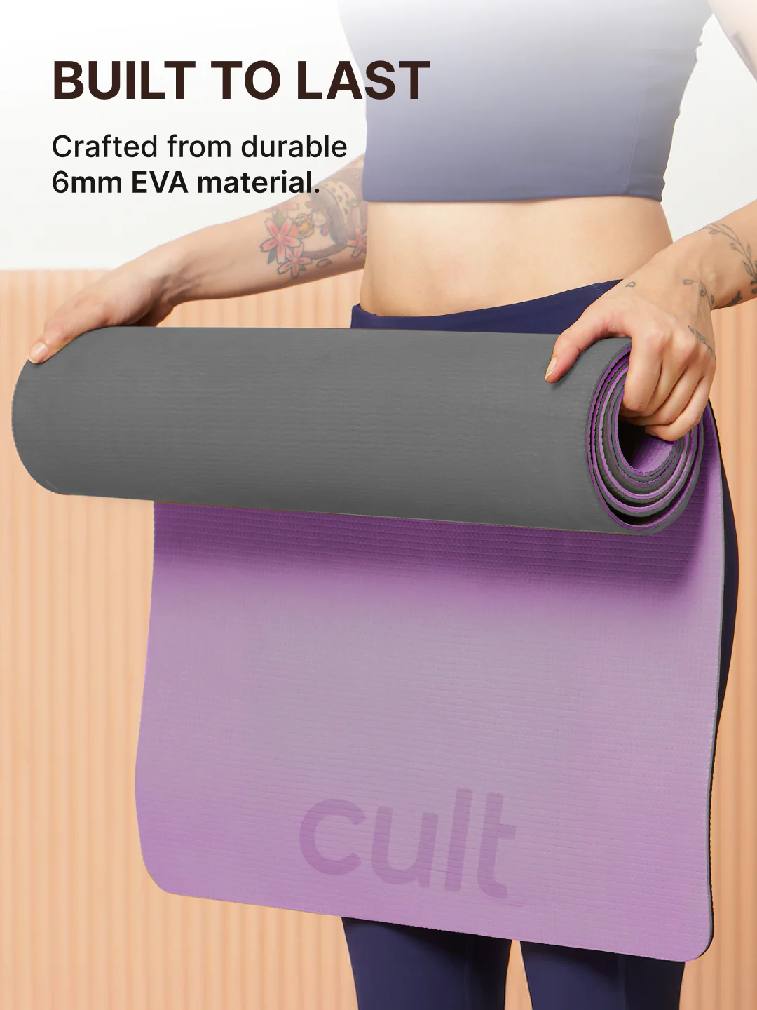 CULT EVA Yoga Mat 6mm with Carry Strap   Dual Color Lavender, Anti-Slip, Lightweight & Durable Exercise Mat for Yoga, Pilates, Meditation, Gym & Home Workouts - Image 5