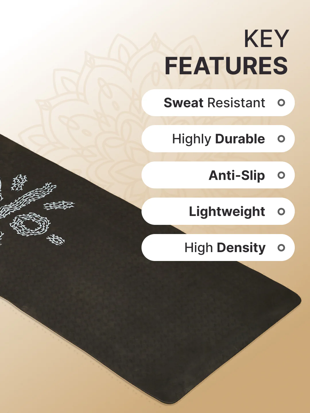 CULT TPE Yoga Mat 6mm with Carry Bag & Strap   Eco-Friendly, Non-Slip, Lightweight & Durable Exercise Mat for Yoga, Pilates, Meditation & Home Workouts   Black - Image 4