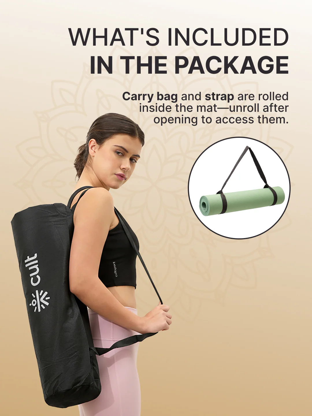 CULT TPE Yoga Mat 6mm with Carry Bag & Strap   Eco-Friendly, Non-Slip, Lightweight & Durable Exercise Mat for Yoga, Pilates, Meditation & Home Workouts   Olive - Image 8