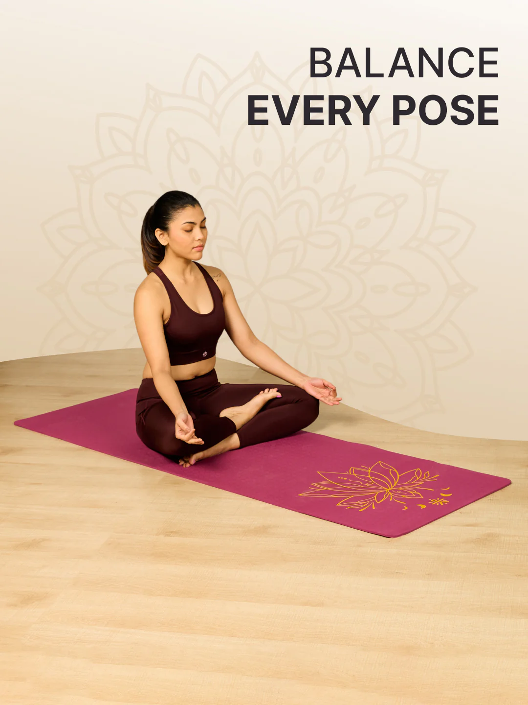 CULT TPE Yoga Mat 6mm with Carry Bag & Strap   Eco-Friendly, Non-Slip, Lightweight & Durable Exercise Mat for Yoga, Pilates, Meditation & Home Workouts   Purple Lotus Print - Image 3