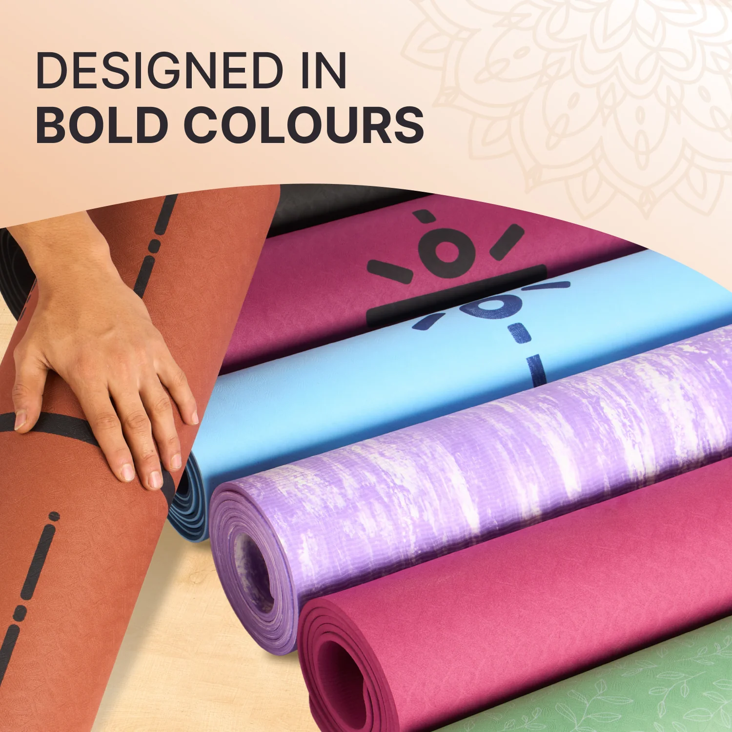 CULT TPE Yoga Mat 6mm with Carry Bag & Strap   Eco-Friendly, Non-Slip, Lightweight & Durable Exercise Mat for Yoga, Pilates, Meditation & Home Workouts   Purple Lotus Print - Image 6