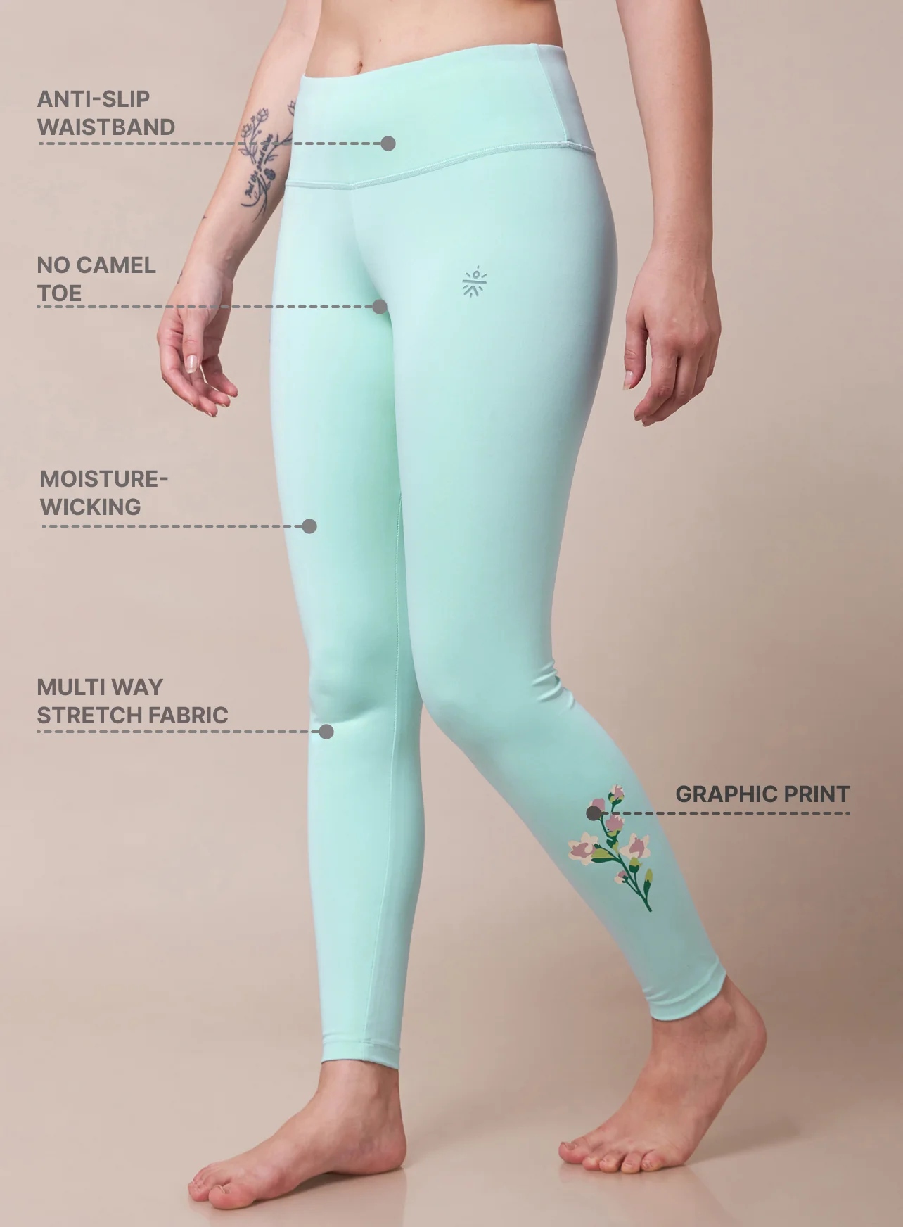 Zen Garden Motif Yoga Tights - Image 5