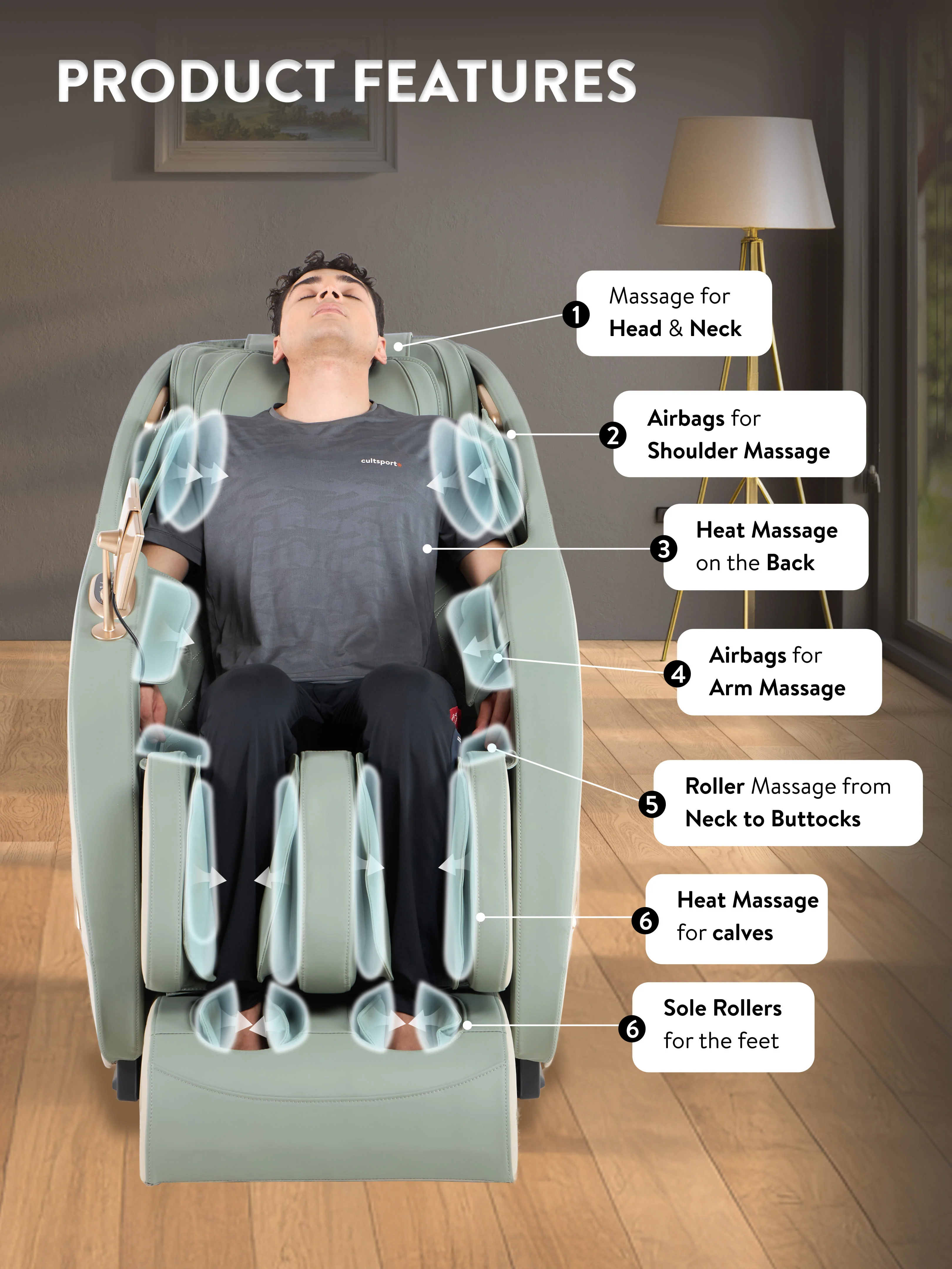 Cult Zen Massage Chair with Zero Gravity, SL Track 2D Massage Technique and Bluetooth AI voice Function For Full Body Massage At Home - Image 3